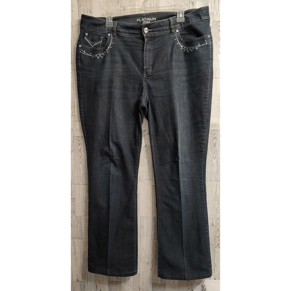 Chico's Denim - Chico's Women's Platinum Blue Jeans Size 2.5 US Large 14 Rhinestones Embroidery